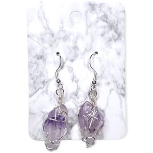 🌟2 for $20 - Natural Raw Amethyst Earrings - 925 SS